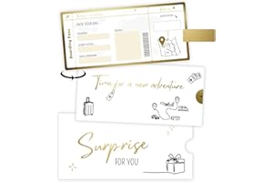 RUDIS TINY GOODS Boarding Pass Scratch Card - Golden Ticket - Surprise Holiday Reveal Ticket Scratch Off Surprise Card - Flight Ticket Travel Gift We Are going on Holiday - Personalised Destination Voucher