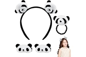 LARFRAECY Panda Accessori per capelli 4 pezzi carino cartone animato fasce per capelli in peluche tridimensionale fasce per capelli Ins Wind Panda spilla Paddy Bear Doll fermagli per capelli carte per capelli