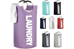 IHOMAGIC 120L Ceste per la Biancheria con Le Maniglie - Cesto Biancheria Sporca Pieghevole, Cesto Portabiancheria Portatile Grande, Cestino per la Biancheria per Dormitorio, Hotel (Viola)