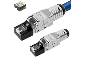 RUIZHI 2x connettori di rete CAT 8 RJ45 per cavi LAN rigidi, cavo di posa Ethernet LAN, CAT7, senza attrezzi, LSA, completamente schermato, STP, 10 GBit/s, AWG 22-26