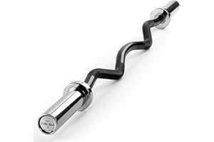PhysKcal 4ft, 5ft, 6ft Barbell, Olympic EZ Curl Bar with Smooth Bushing & Bearing for 2'' Weight Plates, International Barbells for Press, Squat, Deadlift and Multiple Purposes