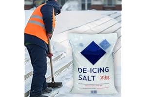 KAYNUR Premium White De-Icing Rock Salt - 10kg Bag for Paths with Residue-Free Formula | Ideal for Roads, Driveways, and Snow Removal