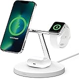Belkin BoostCharge PRO 3 in 1 caricabatterie wireless con MagSafe per iPhone 14, iPhone 13, iPhone 12 + Apple Watch + AirPods