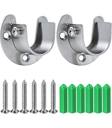 Cabilock 4 Stück Kleiderstangen-Halter – Silber, Aus Aluminium, Für Schränke Ohne Bohren, Stangenhalterung