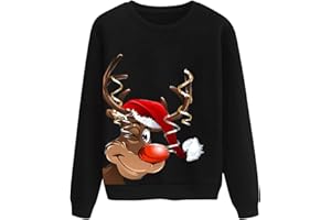 PINTUTU Pull De Noel Femme Pull Noel Rigolo Femme Pull Noël Femme Drole Ugly Christmas Jumper de Noel Col Rond Moches Pullover Imprimé Manches Longues Chemisier T-Shirt De NoëL pour Femmes