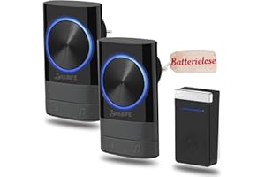 YABIFE Funk Turklingel Batterielose,IP44 Funkklingel Aussen Wasserdicht,Schnurlose Türklingeln zum Einstecken,1000 Fuß Reichweite Elektrisch Haustürklingel,58 Klingeltönen 5 Stufiger Lautstär Batteriefrei