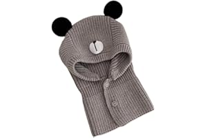 Rayson Gorro de Punto Invierno Niño Niña Algodón Braga Cuello con Botones Pasamontañas Niña Sombrero Invierno con Orejeras