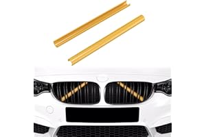 YZYUN Grille Insert Trim Stripes for BMW 5 Series, Compatible with F07 F10 F11 F18 (2010–2016) – Front Grille Clip Covers for 520i 523i 525i 528i 530i 535i 550i – Car Accessories (2pcs, Yellow)