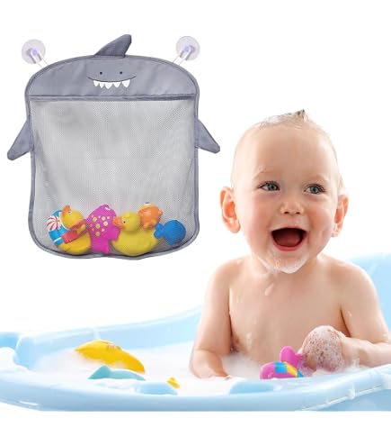 Ganci Bagno Porta Giocattoli Da Bagno Scettar - 3 Scomparti Rete PVC Con Ganci Organizzatore Giocattoli Bagno - 5