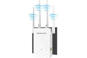 NEWFAST Amplificador Señal WiFi Repetidor Wi-Fi, Amplificador WiFi 300Mbps 2.4GHz Banda Extensor Wi-Fi,4 Modo Repetidor/Router/Ap, WPS Botón, Puerto LAN/WAN, WPS,