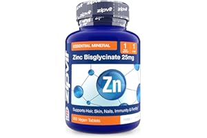 Zipvit Zinc Tablets 25mg, (1 Year Supply) Supports Immunity, Fertility & Normal Testosterone Levels, Zinc Supplements for Men & Women as Bisglycinate, 365 Vegan Tablets