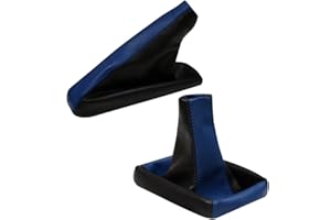 AERZETIX - Satz Schaltsack + Handbremssack - Kunstleder - Farbe Blau/Schwarz leder - für Auto