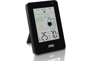 ADE Digitales Hygrometer innen mit Schimmelalarm | Feuchtigkeitsmessgerät mit Thermometer | großes LCD-Display | schwarz
