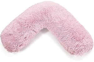 NIGHTZONE Teddy V Shaped Complete V Pillow or V Case Only For Neck Maternity Back Support Soft Warm Plush Cosy Fleece V Shape Cover (Teddy Cuddles Pink, Teddy Cover With V Pillow)