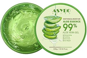 ASYBO 300 ML Gel d'Aloe Vera Naturel -Crème Hydratante Bio, Apaisante et Hydratante, Réparatrice Coups de Soleil et Cicatrices, Soin Visage Corps Cheveux