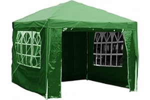 Gr8 Garden Gazebo with Sides Outdoor Waterproof Beach Party Festival Camping Tent Canopy Wedding Marquee Awning Shade 3mx3mx2.45m[Green]