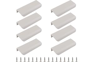 MOROBOR Maniglie nascoste per cassetti, 8 pezzi, in stile moderno, in lega di alluminio curva, invisibili, per armadietti, cassetti, 100 mm, grigio cashmere