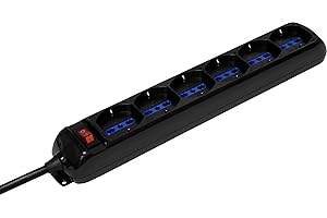 Multipresa Elettrica Salvaspazio BRENNENSTUHL Eco-Line 1155429 - Ciabatta con Interruttore e 6 Prese Universali (IT10/16A - DE 16A) da Scrivania per la Casa o l'Ufficio - Cavo da 1,4 m