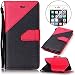 Produktbild LG Stylus 2 Hülle,LG LS775 Leder Case,Sunroyal PU Leder Brieftasche Schutzhülle Tasche Handyhülle Schutz Hüllen im Bookstyle Ledertasche mit Stand Funktion Kartenfächer Magnetverschluss Magnet Etui Schale Schutzhüllen,Retro Schwarz Rot Muster Entwurf Flip Klapp Cover Tasche mit Strap Kartensteckplatz Hinterschale Kartenschlitz mit Silikon Kratzfest für LG Stylus 2 LS775/LG G Stylo 2 + HD Super Klare Displayschutzfolie