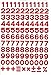 Numbers Letters Design -RED- Sticker sticker set character - 1 Sheet dimensions 27 cm x 18 cm