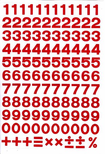 Numbers Letters Design -RED- Sticker sticker set character - 1 Sheet dimensions 27 cm x 18 cm