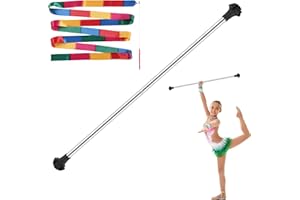 ISIVOVE Kids Baton, Baton Twirling for Kids 28 inches Stainless Steel Material - Includes 1 Gymnastics Wand & 2 Rainbow Hair Bands, Easy to Use for 3-15 Years Old Dance Beginners (Black)
