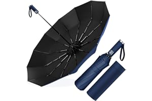 Poligono Parasol Odporny na Burzę, Składany Parasol Kieszonkowy, Automatyczne Otwieranie i Zamykanie, dla Mężczyzn i Kobiet, Kompaktowy, 12 Dużych Parasoli, średnica 105 cm