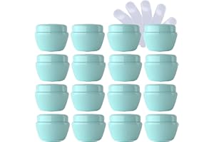 TIANZD 24 Pièces Vides Petit 30 ml Vert Pot en Plastique avec Couvercle 30 g Pots de Cosmétique Crème de Bouteille Contenant pour des Produits Cosmétiques Baume à Lèvres avec 6x Spatules