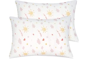 ‎FITTIA Fittia Kuscheliger Gestrickter Kissenbezug Kinder 40x60 Baby Kopfkissenbezug Kleinkind Kissenhülle aus Bio Baumwolle für Kinderwagen, 2er-Pack mit Wolken Gemustert 40x60cm