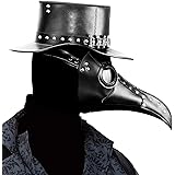 Wikay Maschera del Medico della Peste, Maschera per uccelli in pelle Steampunk con becco lungo naso Maschera per costumi di H