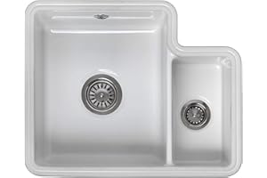 Reginox Tuscany 1.5 Bowl White Ceramic Undermount Kitchen Sink & Waste