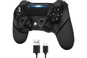 YUYIU Aggiornamento Wireless Controller per Ps4 Remote Plays-tation 4/Slim/Pro/PC, Controllori con Doppio Vibrazione Shock Speaker, Jack per Cuffie Touch Pad Six Axis Motion Control (Luminoso Nero)