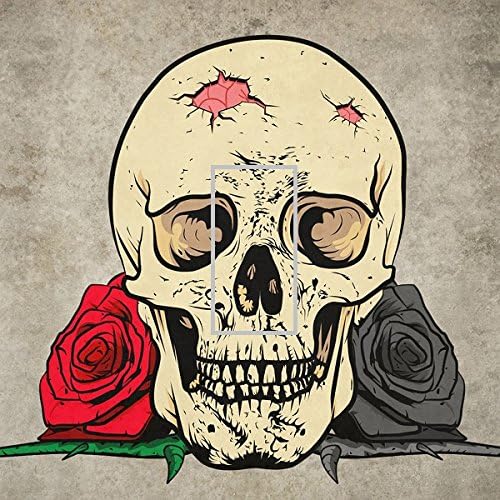 LIGHT SWITCH COVER VINYL STICKER SKIN PLATE L120 SKULL HEAD SKELETON FLOWERS RED BLACK ROSES THORNS WALL DECAL SELF ADHESIVE DECORATIVE HOME ACCESSORIES BEDROOM CHILD ROOM