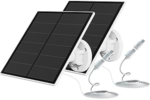 EVEREXCEED 5W Solarpanel für überwachungskamera, Kamera Solarmodul für DC 5V Outdoor-Akku-Kamera, mit Micro-USB-Anschluss, USB-C-Adapter, Verstellbare Halterung, 9,8ft Kabel, 2 Pack