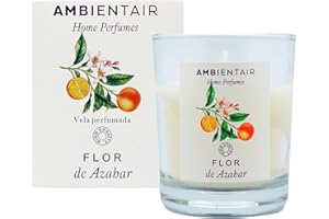 Ambientair Home Perfume. Vela aromática Flor de Azahar, ambientador de azahar, Vela aromática para casa, Aromaterapia, Vela en vaso de cristal para interiores. Duración 30 horas (VV001AZAP)
