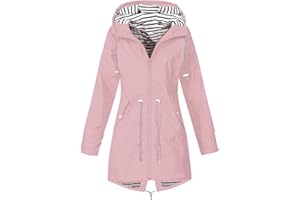 uxxnjfg Chubasquero Mujer Impermeable Gabardina Chaqueta Mujer de Lluvia con Capucha Portable Ligera Moda Cazadora Deportivos Exteriores Abrigo