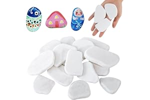 LAINIKE 15 Stück Flache Steine zum Bemalen, 5-10 cm Steine zum Bemalen, Weiß Flache Steine, Glatte Kieselsteine zum Bemalen, Gemalter Kieselsteine, Große Glatte Kieselsteine, Naturstein, für Kunst Malerei