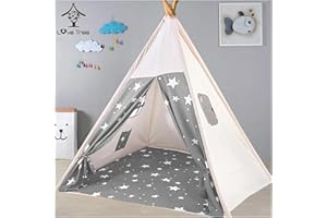 Trafagala Kids Teepee Tent for Kid Large Indoor and Outdoor Folding Tipi Kids Play Tent for Boys Girls (without Fun Flag and Carrying Bag)