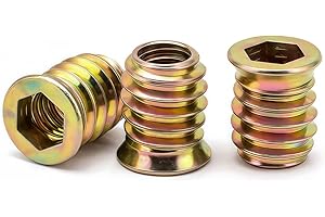 Drenky ‌M6 Insert Fileté Bois‌, écrous à Visser ‌M6 X 10mm ‌Manchons à Visser‌ Galvanisés écrou Hexagonal Fileté‌ pour Meubles en Bois, 40 Pièces