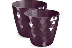PECZEKO Pot de Fleurs Brillant, Pot de Fleurs en Plastique, Pot de Fleurs décoratif pour Grandes et Petites Fleurs, Lot de 2 Pots de Fleurs, Pots de Fleurs, Pots à Herbes, (Lot de 2) Violet, ø 18 cm