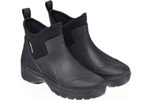 Harry Hall Women's Waterproof Neoprene Ankle Wellies – Slip-On Outdoor Garden and Yard Boots – Black