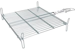 Acan Tradineur - Griglia doppia per barbecue in acciaio zincato, colore argento, 50 x 50 cm