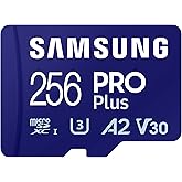SAMSUNG PRO Plus 256 GB microSD Hafıza Kartı + Adapt&ouml;r, 180 MB/sn'ye kadar, Full HD ve 4K UHD, UHS-I, C10, U3, V30, A2, Andro