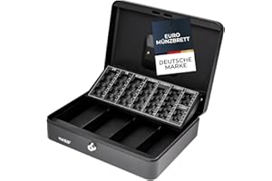 HMF 4215-02 Geldkassette abschließbar mit Münzzählbrett | 30,5 x 24 x 8,5 cm | Schwarz