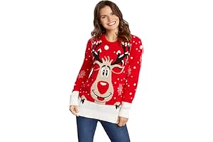 Vautvis Świąteczny sweter damski Śmieszny brzydki świąteczny sweter Świąteczny sweter z reniferem, prezenty świąteczne dla kobiet, XL