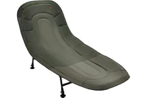 WESTLAKE Atom Bedchair with Adjustable Legs and Mud Feet, Lightweight, Comfortable & Durable, Ideal for Overnight Trips & Camping, Angling and Fishing Equipment, 4 Season, Green