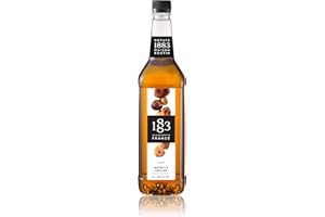 1883 Maison Routin Premium Roasted Hazelnut Syrup for Coffee, Tea, Hot Chocolate & Baking - Vegan-Friendly, Allergen-Free, Preservative Free - 1L PET Bottle