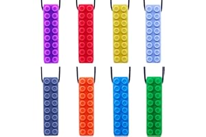 GNAWRISHING Lot de 8 colliers sensoriels à mâcher pour enfants autistes filles et garçons, TDAH, tout-petits, adultes（Forme des briques）