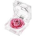 Enchanted Rose in Acrylic Crystal Ring Box Handmade Real Preserved Fresh Flower Best Romantic Gift for her Mother's Day Christmas Unique Surprise Mom Wife NOT Silk (Pink)