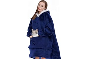IvyH Ponadwymiarowa bluza z kapturem, koc, do noszenia koc sherpa, bluza z kapturem z długim rękawem, super miękka, ciepła bluza z kapturem, jeden rozmiar, pasuje do mężczyzn, kobiet, dziewcząt,